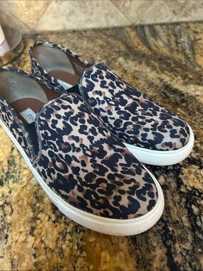 Steve Madden Leopard Print Slip-On Sneakers - Brown/Black